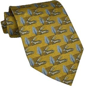 The MET 100% Silk Printed Rabbit Yellow Blue Men’s Necktie Made Canada